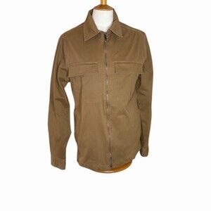 Denim & Flower Utility Shirt Jacket Mens S Brown Full Zip Workwear